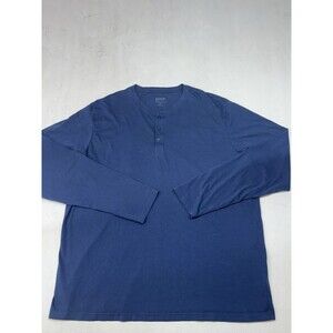 Pact Organic Henley Shirt Mens Large Long Sleeve Dark Grey Crew Neck Cotton